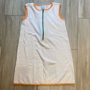 NWT Bella Bliss White Terry Turner 1/2 Zip Tunic Orange and Green Trim, girls 10